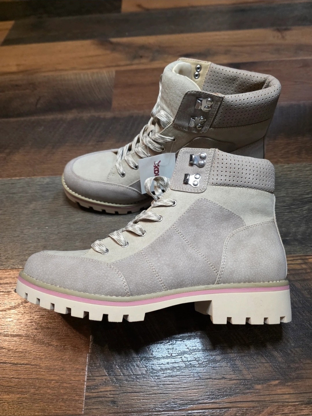 Sole/Society Beige Suede Lace-Up Hiking Boot - Women's 9